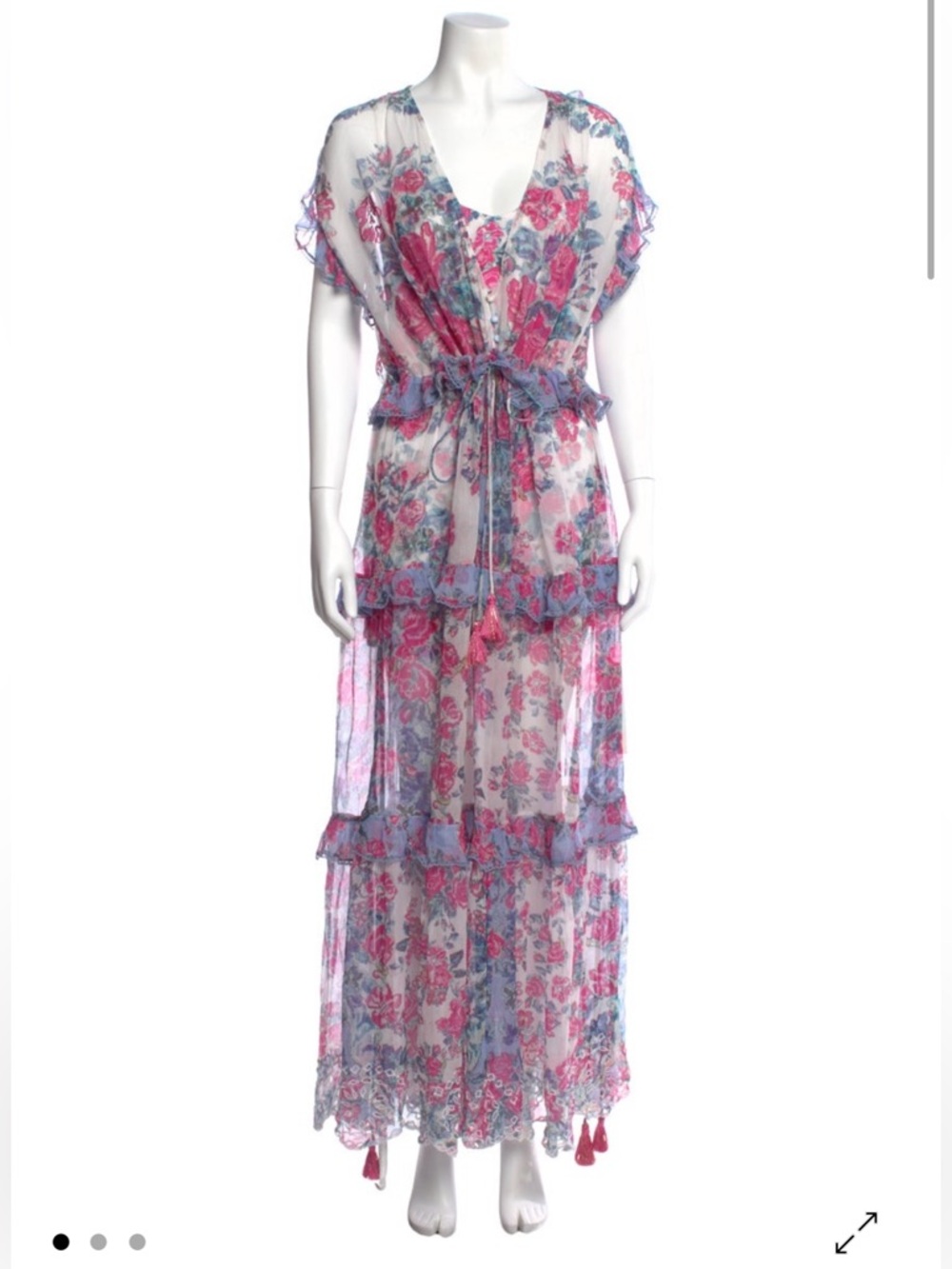 NWT Hemant and Nandita Tiered Maxi Ruffle Chiffon Maxi Dress size small video - Picture 9 of 16